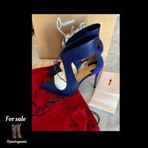 Christian Louboutin Ferme Rouge Self-Tie Pump $995 Navy worn once! sz 35.5